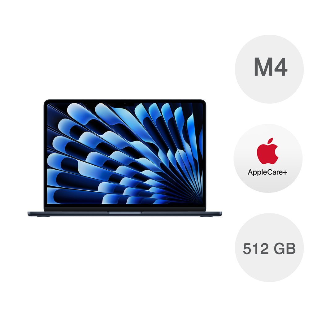 15-inch MacBook Air: Apple M4 chip with 10-core CPU and 10-core GPU, 16GB, 512GB SSD - Midnight with AppleCare+