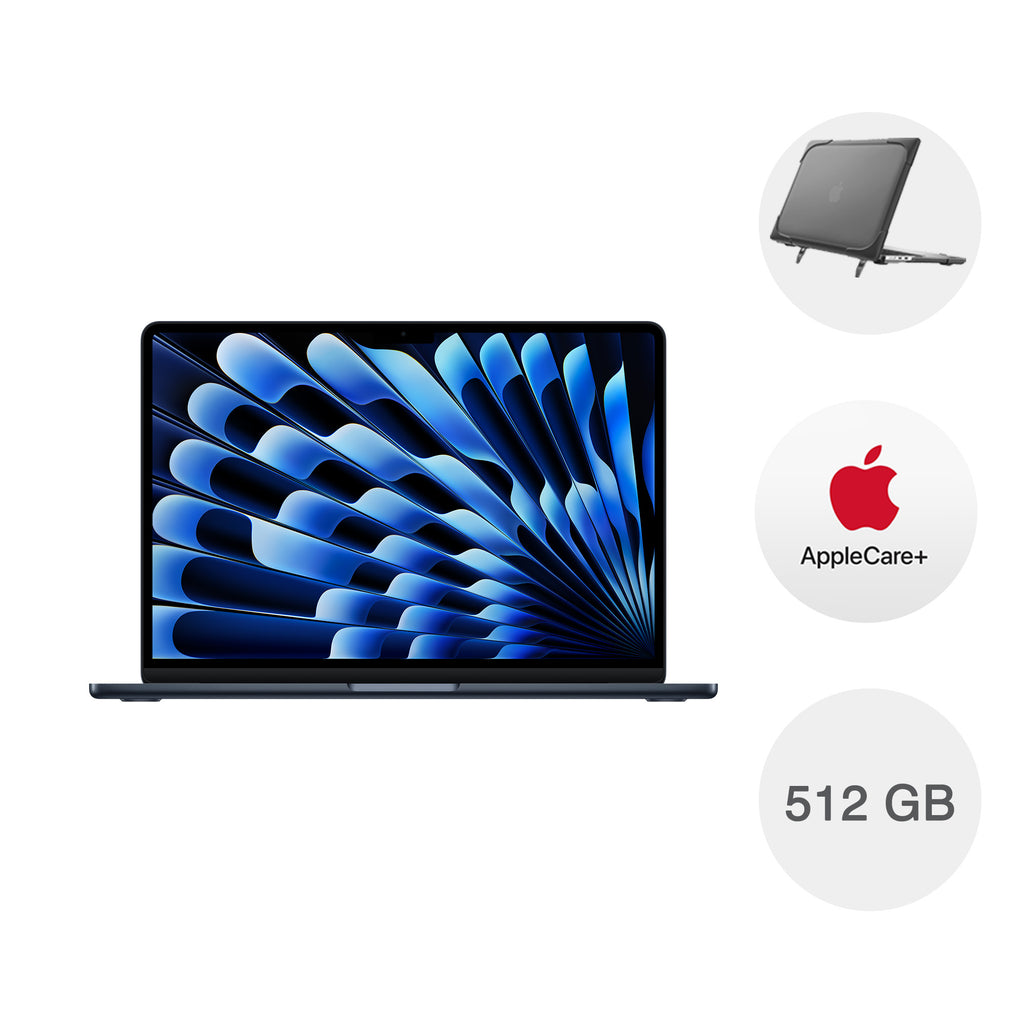 13-inch MacBook Air: Apple M4 chip with 10-core CPU and 10-core GPU, 16GB, 512GB SSD - Midnight with AppleCare+ and Hard Shell Case